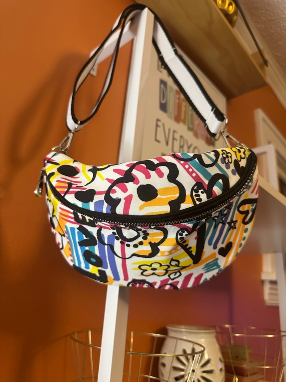 BRIGHTON Graffiti Love Floral Crossbody Belt Bag(NWOT)